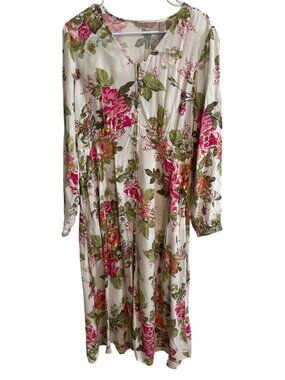 Laurie Felt Floral Button Front Long Sleeve Maxi Dress 12P cottagcore